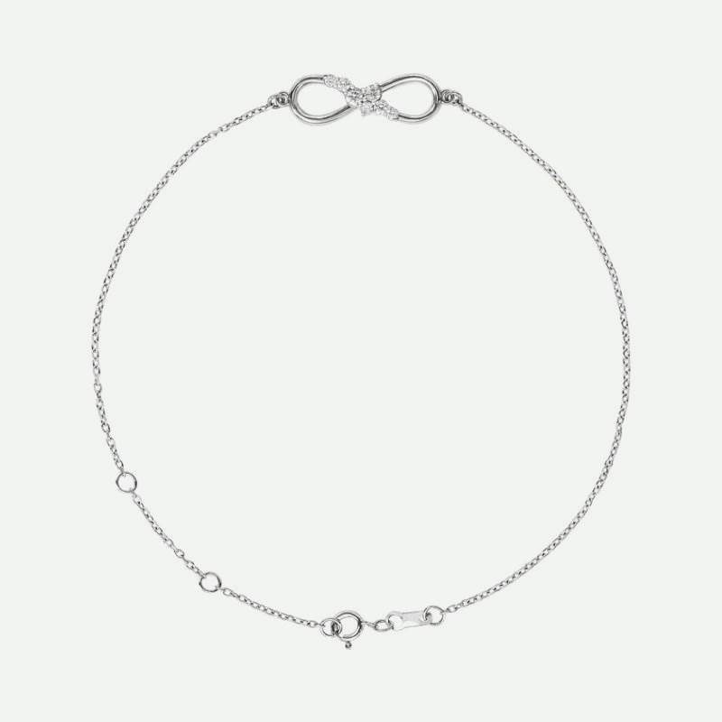 Top view of white gold Accented Infinity Christian Bracelet For Women