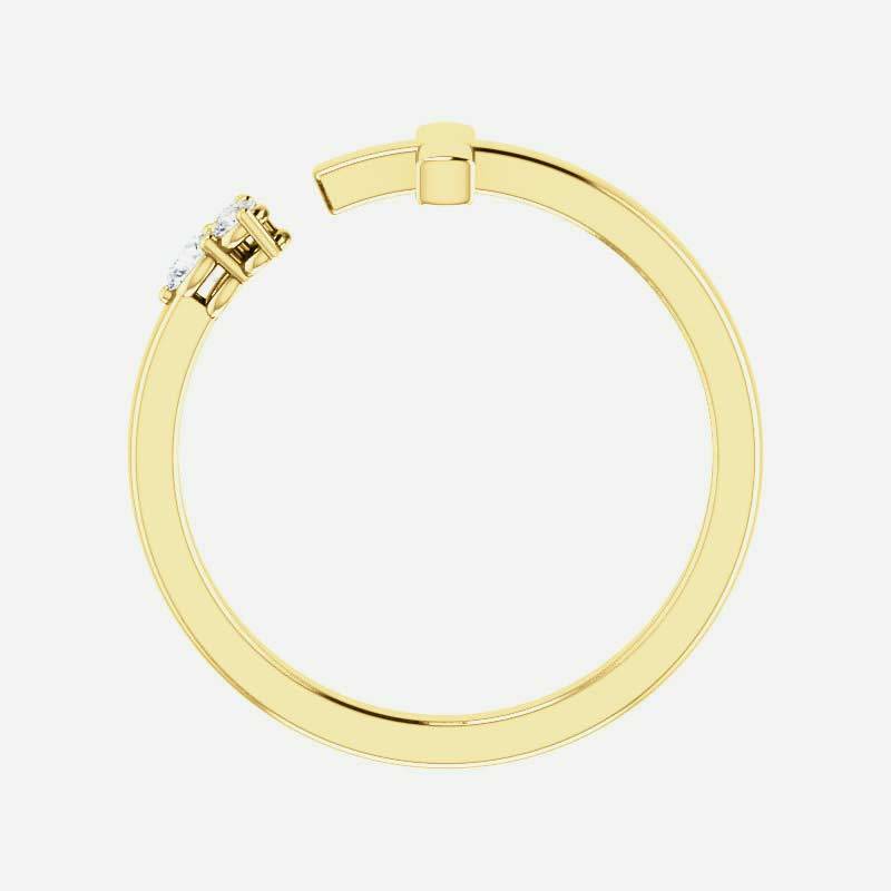 Top view of yellow gold Negative Space Cross Christian ring for women