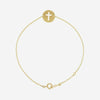 Top view of yellow gold Pierced Cross Christian bracelet for women