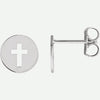 Side View of Pierced Cross 14K White Gold Christian Earring | Glor-e