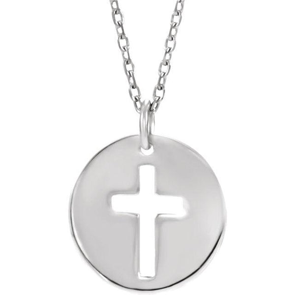 Back view of sterling silver Pierced Cross Christian Necklace For Women