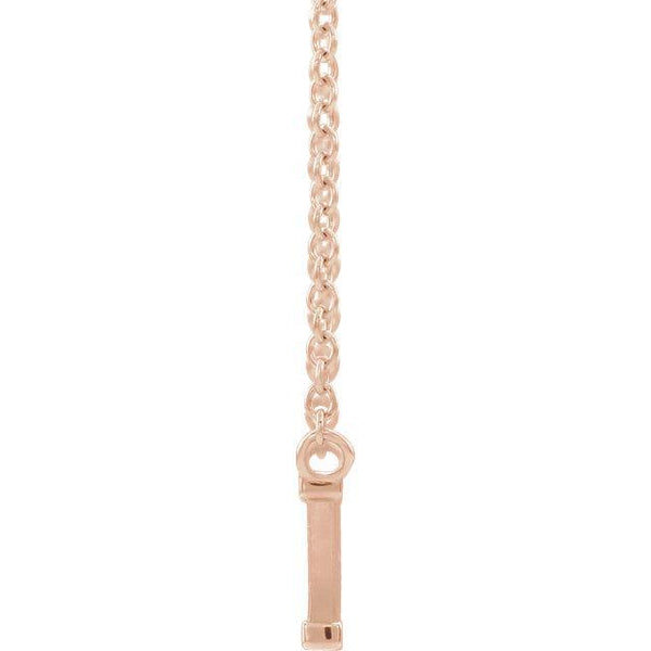 Side view of rose gold Inspirational Bar Christian Necklace