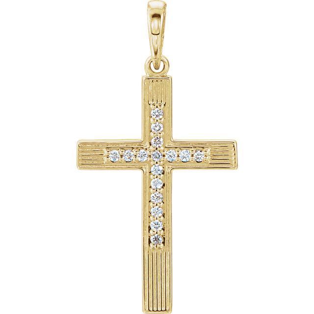 Front view of yellow gold Diamond Cross Unisex Christian Pendant